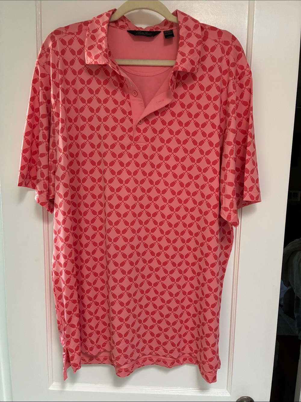 Bobby Jones Pink Coral Wine Glass Geometric Polo